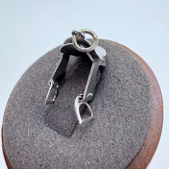 VTG Solid Sterling Silver 925 Saddle Dangle Charm Size 0.75" Length - Picture 1 of 10